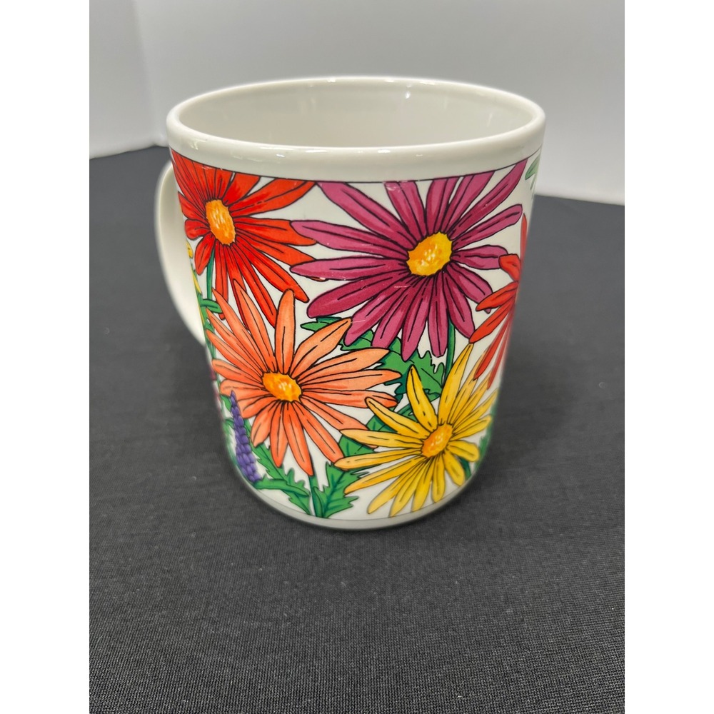 Vintage 1993 Suzys Zoo Mug Suzy Ducken and the Daisies Floral Ceramic Coffee Cup